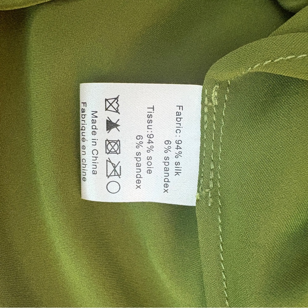 Olive Green Silk Women's Midi Skirt - Picture 4 of 6